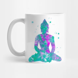 Buddha Watercolor Painting Aqua Fuchsia Mug